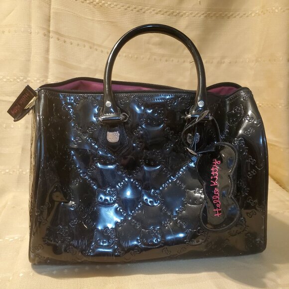 Loungefly Hello Kitty Black Embossed Bowler Bag - Picture 1 of 9